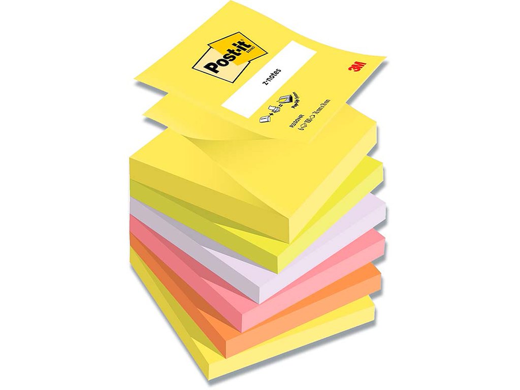 Memonotes, 76x76 mm, Assorteret, 6 blokke, Post-it Z-Notes
