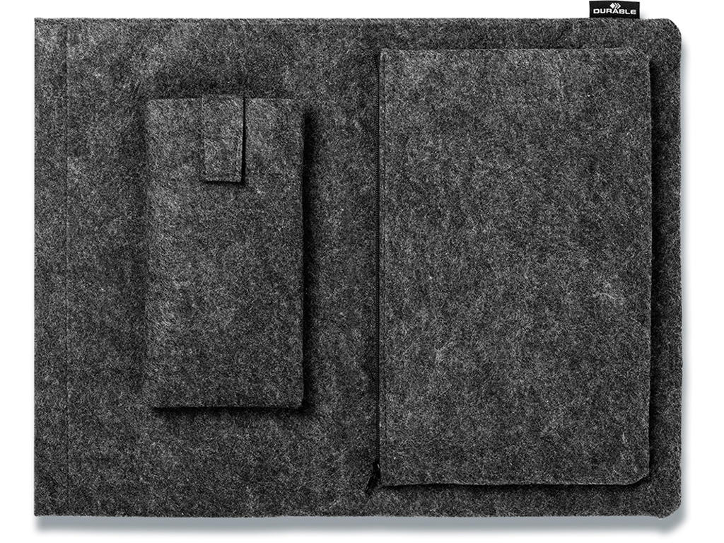 Sleeve, 16.4'' Laptops Notebooks, PET-filt, Mørkegrå, Durable EFFECT MultiBag