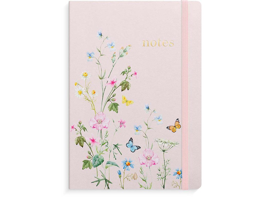 Notesbog, A5, Linjeret, Pink Meadow, Mayland Deluxe