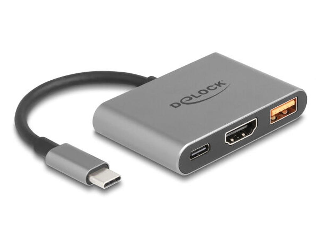 DeLOCK 61071 videokabel adapter 0,1 m USB Type-C USB Type-C + USB Type-A + HDMI Grå