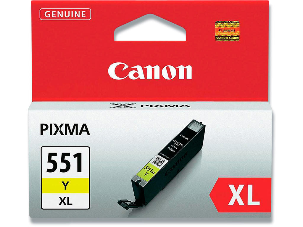 Blækpatron, 1 stk, 695 sider, Yellow-gul, Canon CLI-551XLY