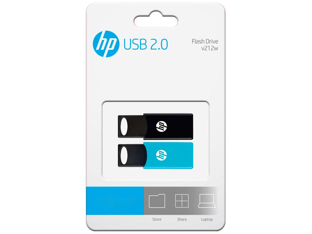 HP v212w USB-nøgle 64 GB USB Type-A 2.0 Sort, Blå