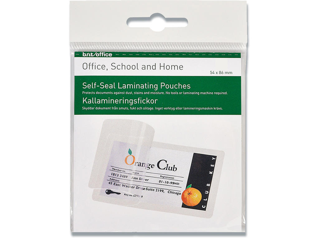 Lamineringslommer, 66x100 mm, 100 stk, Selvlaminerende, BNT PeelSeal