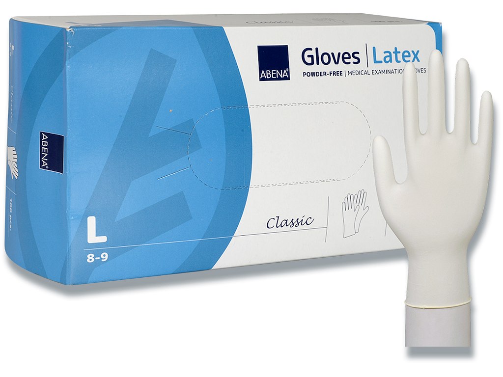 Engangshandsker, Latex, Large, 100 handsker, Abena Classic