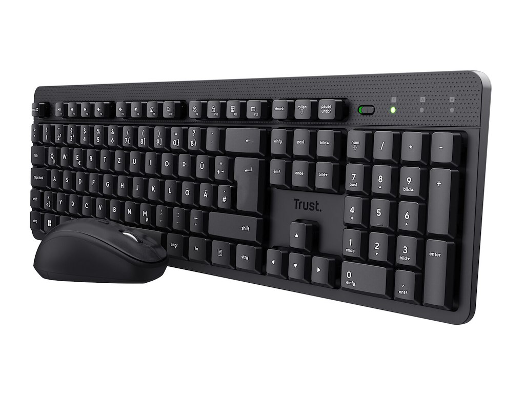 Trust TKM-360 tastatur Mus inkluderet Kontor RF trådløst QWERTZ Tysk Sort