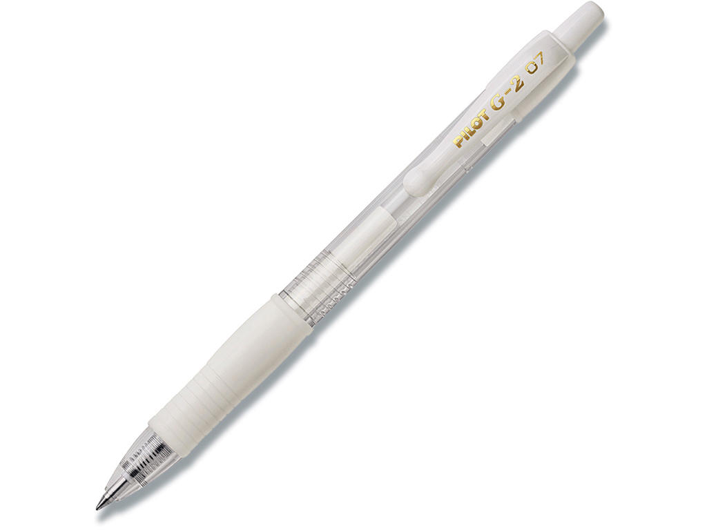 Rollerball gelpen, 0.7 mm, 0.32 mm, Pastel Hvid, Pilot G-2 Medium BL-G2-7-PAW