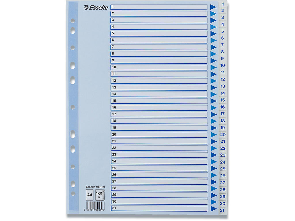 Registerblade, A4, 1-31, Hvid, Esselte 