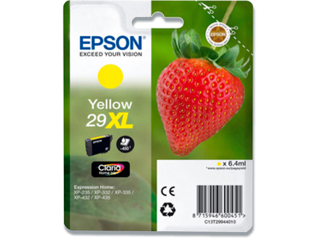 Blækpatron, 1 stk, 450 sider, Yellow-gul, Epson 29XL