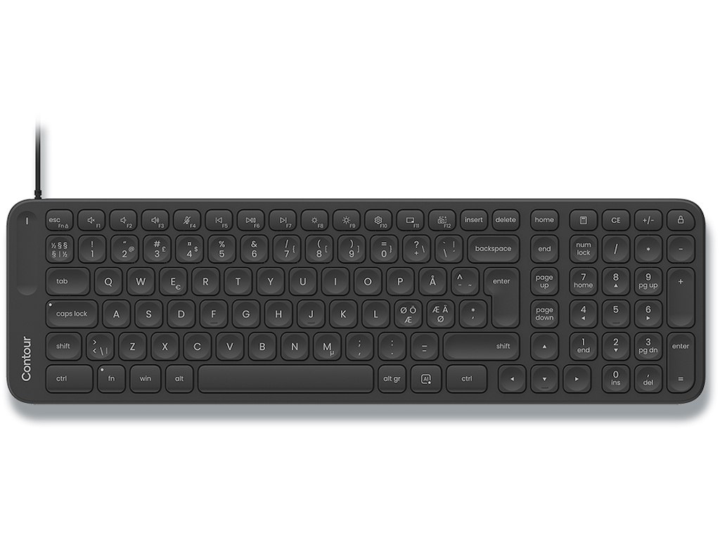 Tastatur, Kabel, Mid-Size, Med numerisk tastatur, Sort, RollerMouse Balance Wired