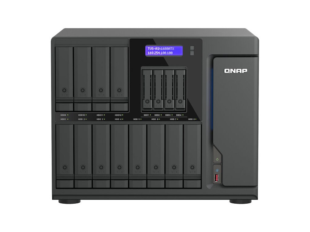 QNAP TVS-AIH1688ATX-U9-32G NAS & lagringsserver Tower 32 GB DDR5 0 TB QuTS hero Sort