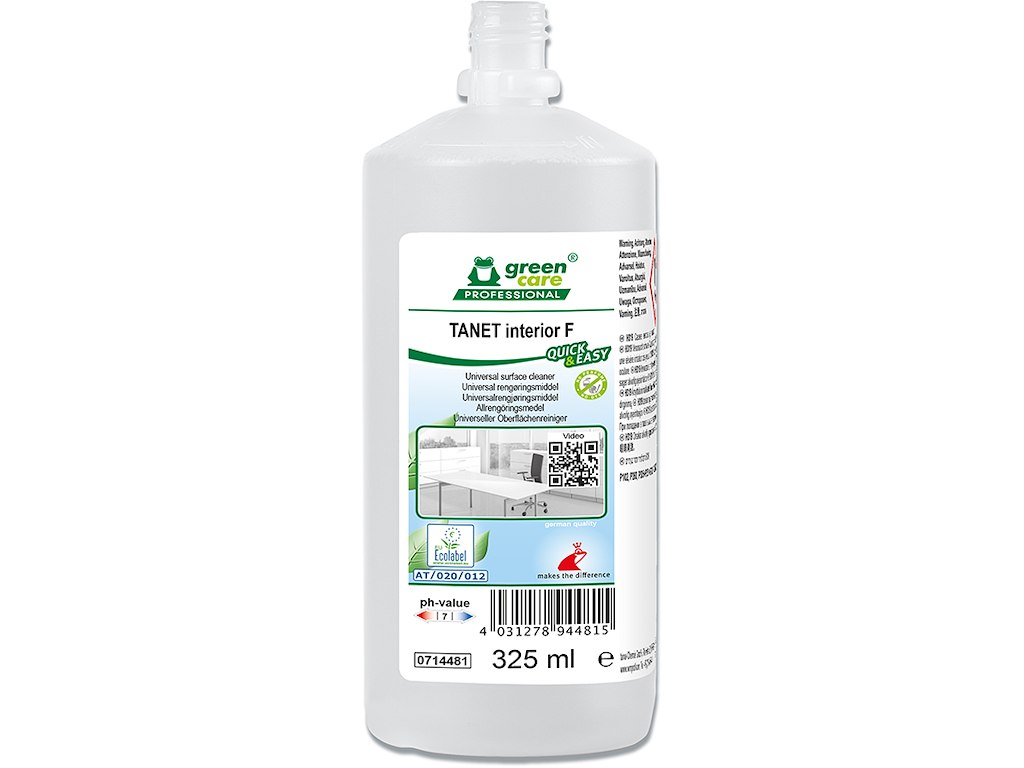 Universalrengøring, Uden farve og parfume, 325 ml, Green Care TANET Interior F Quick & Easy