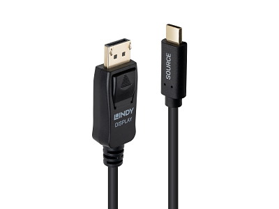 Lindy 43500 videokabel adapter 1 m USB Type-C DisplayPort Sort