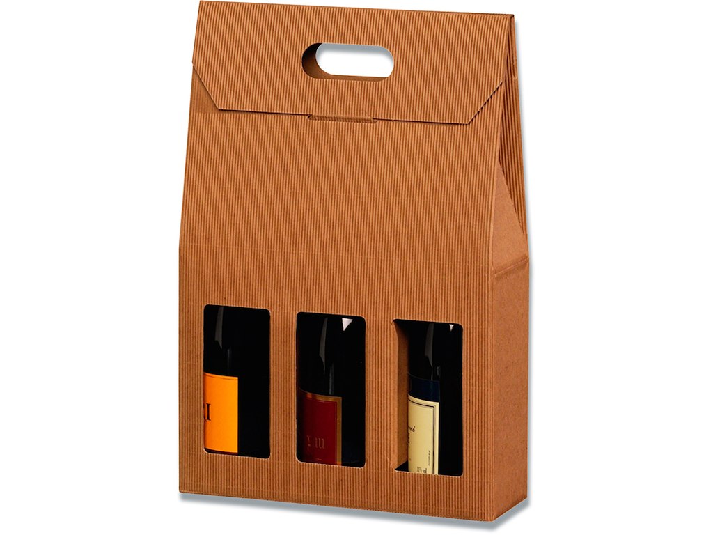 Vinkarton, 3 flasker, Brun, 20 stk, 