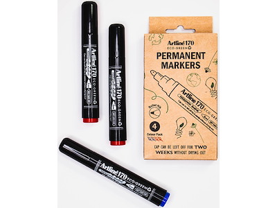 Marker, Rund spids, 2 mm, Blå Rød. 4 stk, Artline ECO-GREEN 170