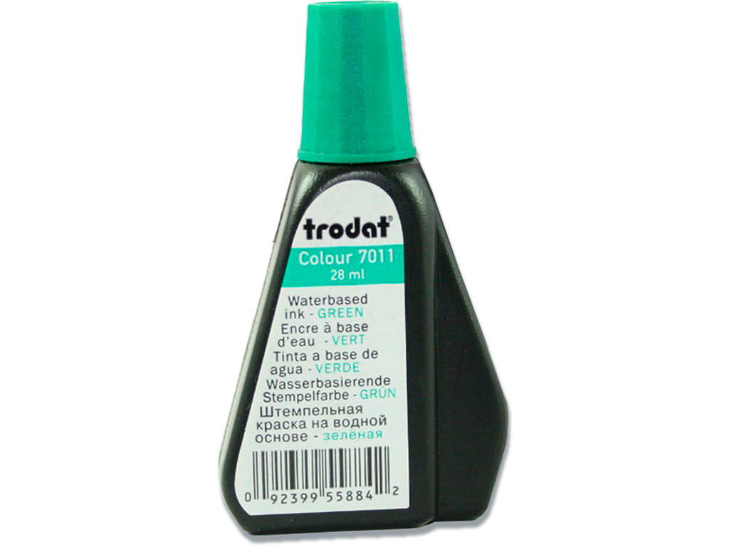 Stempelfarve, Grøn, 28 ml, Til gummistempler, Trodat 