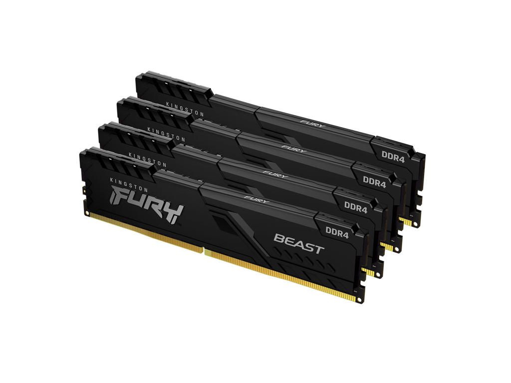 Kingston Technology FURY Beast 16GB 3200MT/s DDR4 CL16 DIMM (Sæt med 4) Black