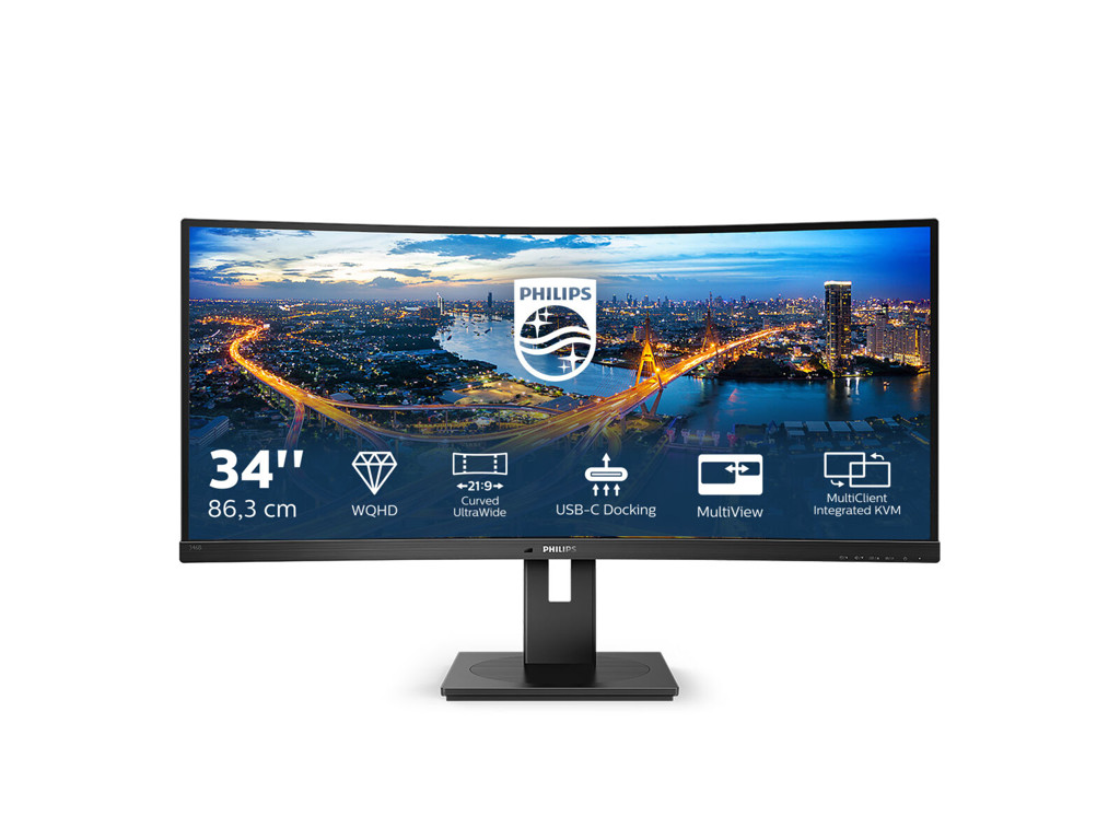 Philips B Line 346B1C/00 computerskærm 86,4 cm (34") 3440 x 1440 pixel Quad HD LCD Sort