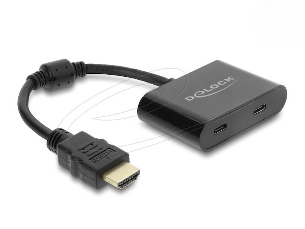 DeLOCK 63000 videokabel adapter 0,18 m USB Type-C HDMI + USB Type-C Sort