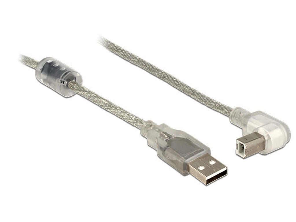 DeLOCK 3m, USB2.0-A/USB2.0-B USB-kabel USB A USB B Sølv, Transparent