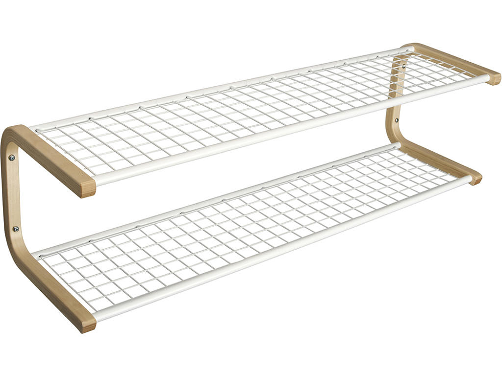 Skohylde, Anna, L=800 mm hvid/bIrk skohylde dobbel usamlet, Essem Design DK