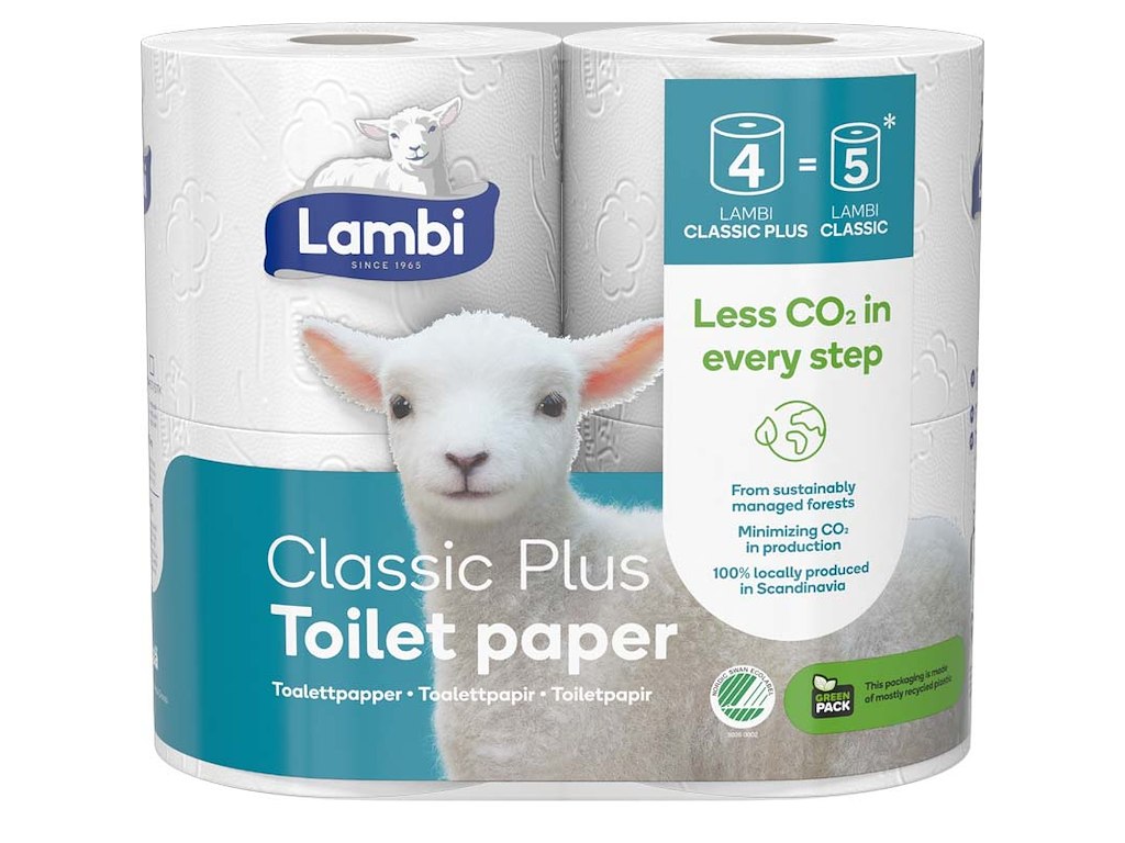 Toiletpapir, Udvendig oprulning, 3 lag, 28 ruller, Lambi Classic