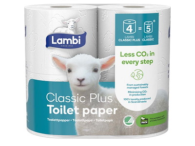 Toiletpapir, Udvendig oprulning, 3 lag, 28 ruller, Lambi Classic
