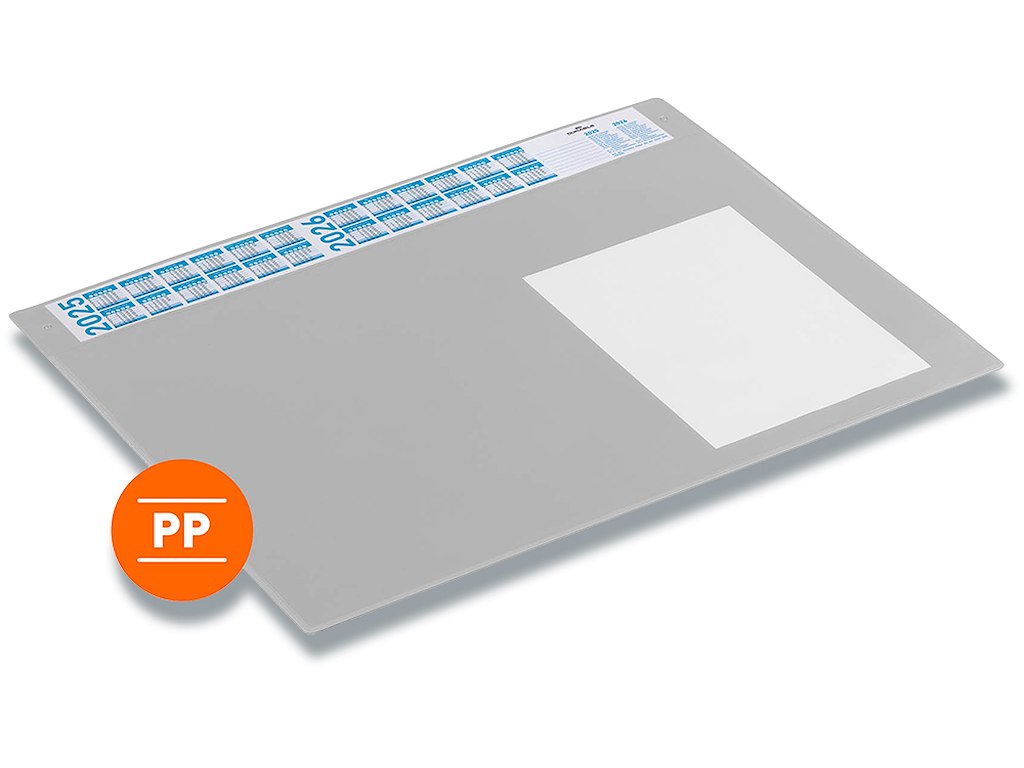 Skriveunderlag, 65x48 cm, Grå, PP, Med 4 års kalender, Durable 