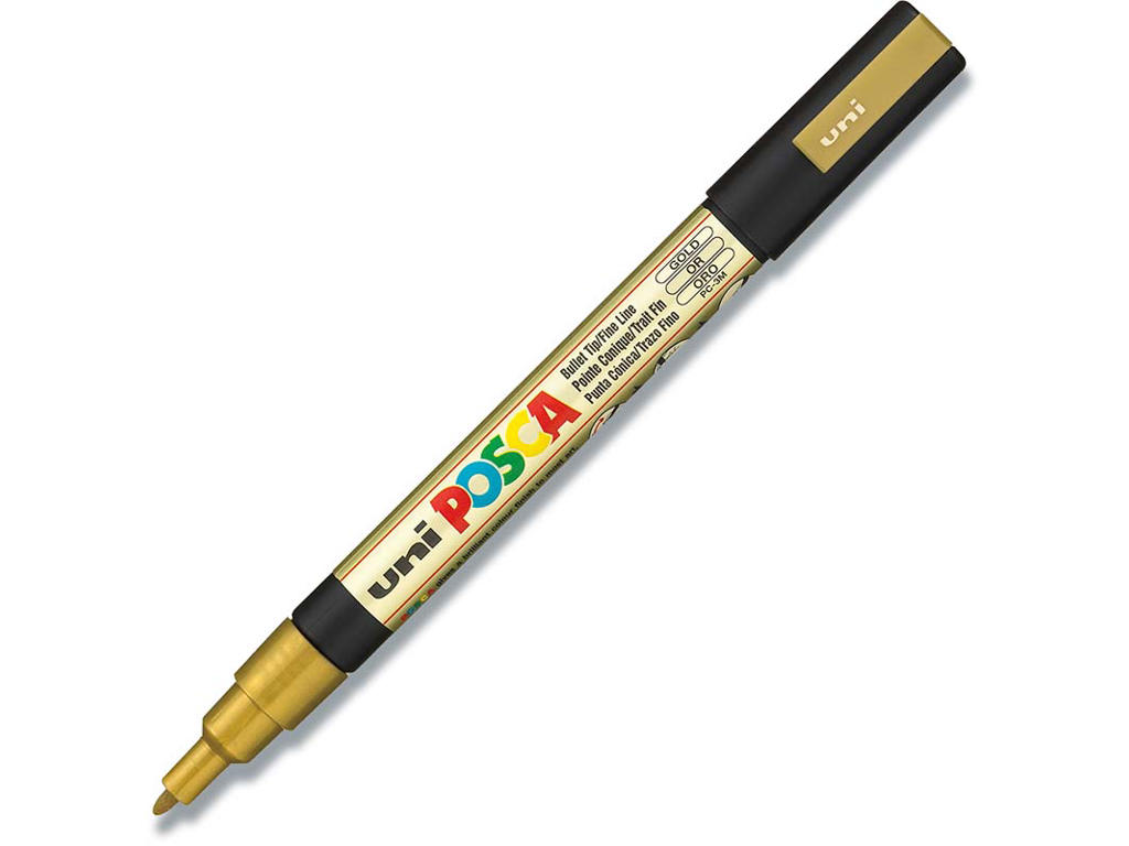 Paint marker, 0.9-1.3 mm, Guld, Rund spids, uni Posca PC-3M