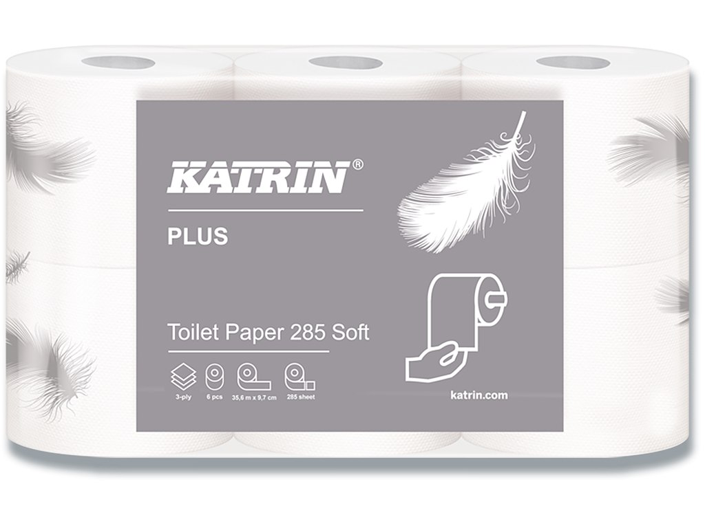 Toiletpapir, Udvendig oprulning, 3 lag, 42 ruller, Katrin Plus 285