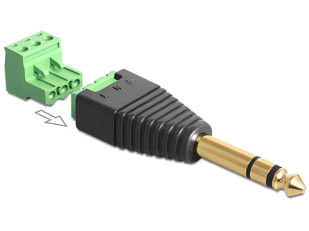DeLOCK 65460 kabel kønsskifter 6.35mm 3 pin Terminal Block Sort