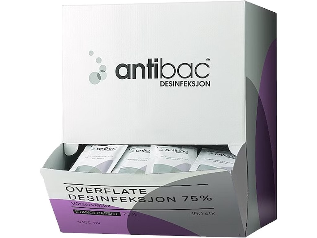 Overfladedesinfektion, Fødevaregodkendt, Servietter, 150 stk, Kiilto Antibac 75%