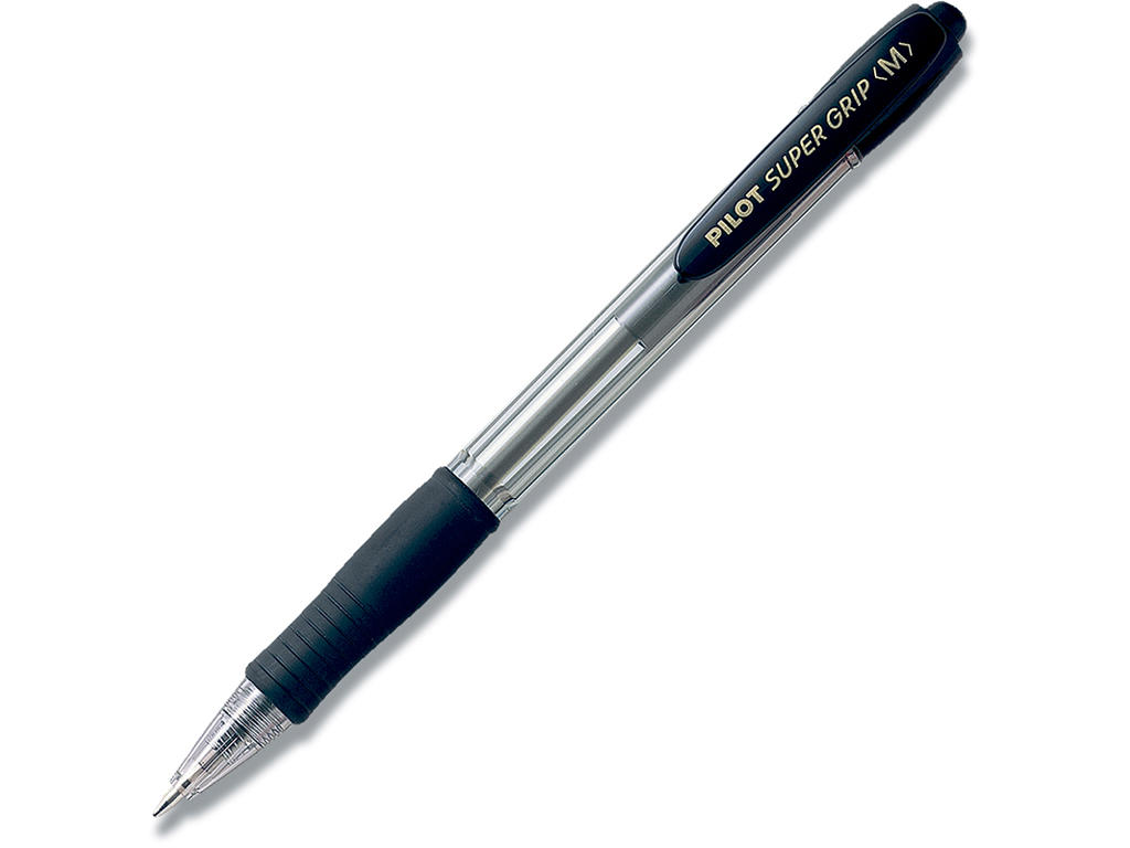 Kuglepen, 1.0 mm, 0.27 mm, Sort, Pilot Super Grip Medium BPGP-10R-M-B