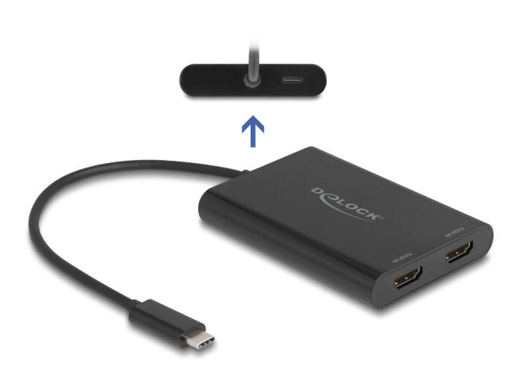DeLOCK 64309 videokabel adapter 0,2 m USB Type-C HDMI + USB Type-C Sort
