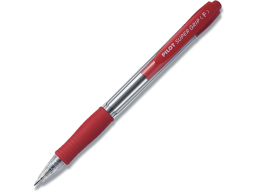 Kuglepen, 0.7 mm, 0.22 mm, Rød, Pilot Super Grip Fine BPGP-10R-F-R