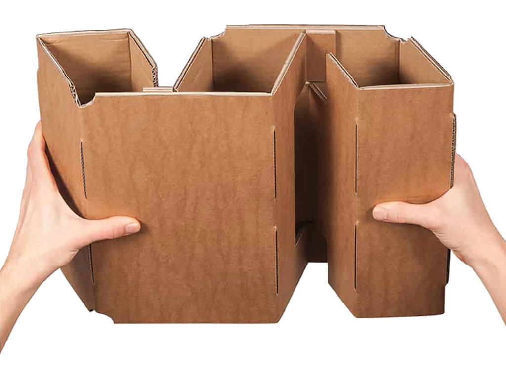 Indlæg til vinforsendelseskasse, Til 3 flasker, Brun, 1 stk