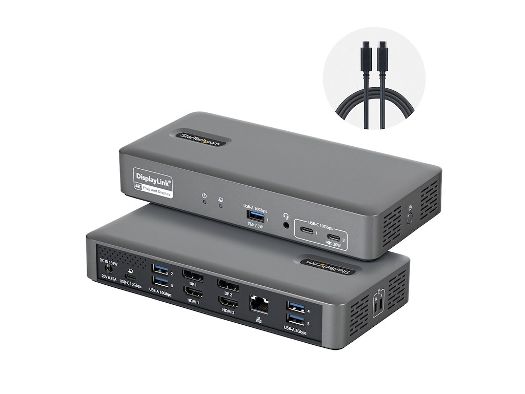 StarTech.com 194UE-USBC-SMARTDOCK dockingstation Ledningsført USB 3.2 Gen 2 (3.1 Gen 2) Type-C Grå