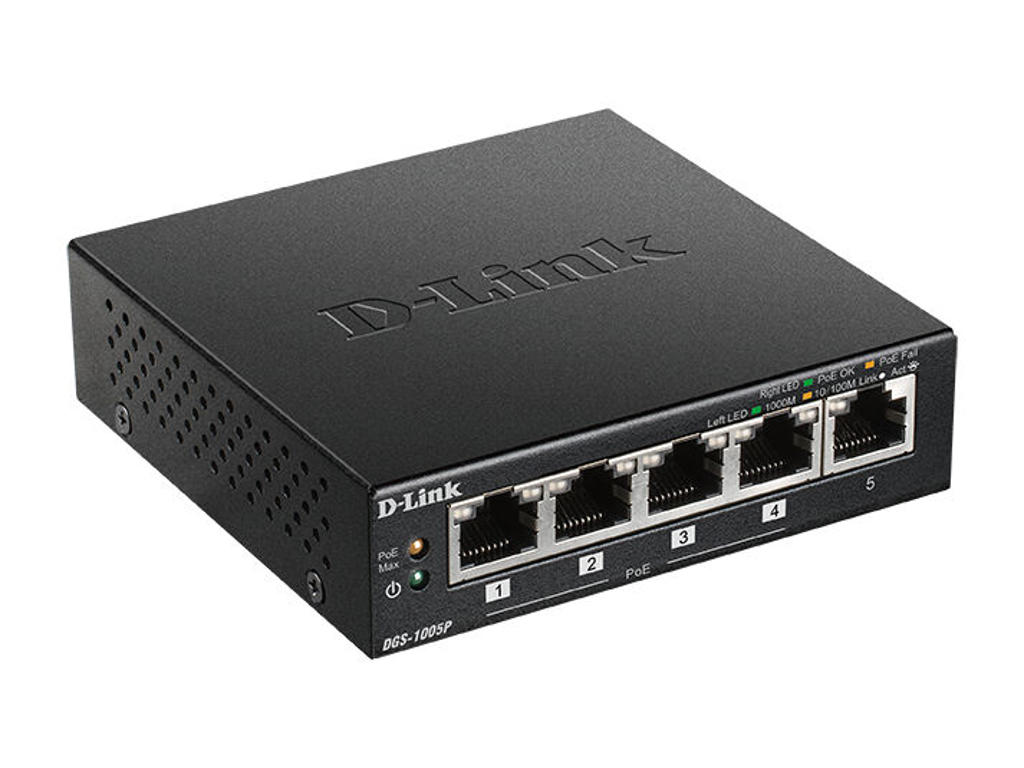 D-Link DGS-1005P Ikke administreret L2 Gigabit Ethernet (10/100/1000) Strøm over Ethernet (PoE) Sort