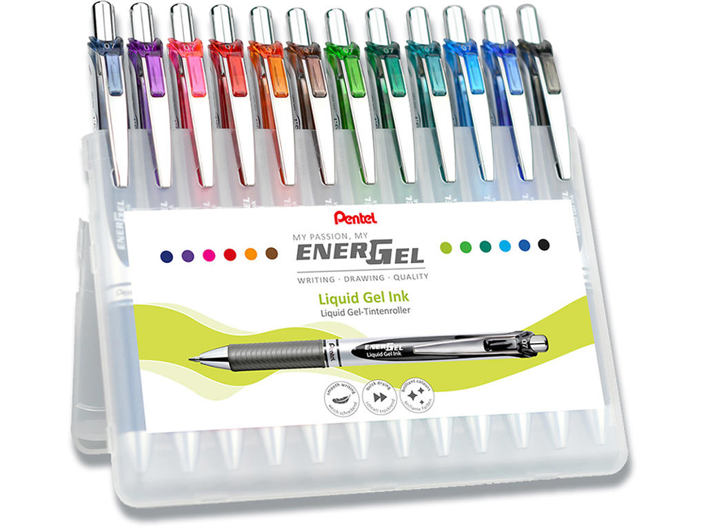 Rollerball gelpen, 0.7 mm, 0.35 mm, 12 farver, Pentel EnerGel BL77-12