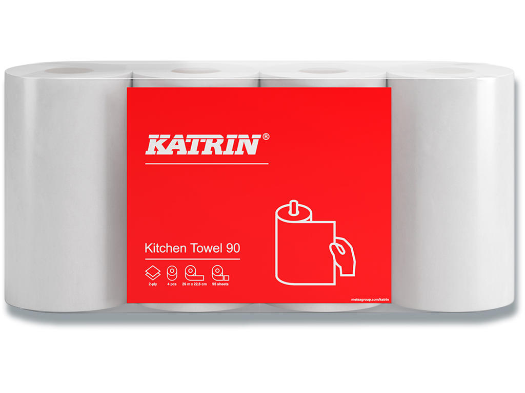 Køkkenrulle, 2 lag, Natur, 32 ruller, Katrin 90