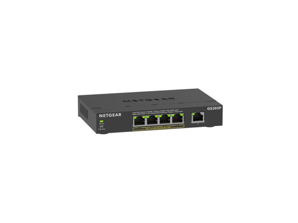 NETGEAR GS305Pv3 Ikke administreret Gigabit Ethernet (10/100/1000) Strøm over Ethernet (PoE) Sort