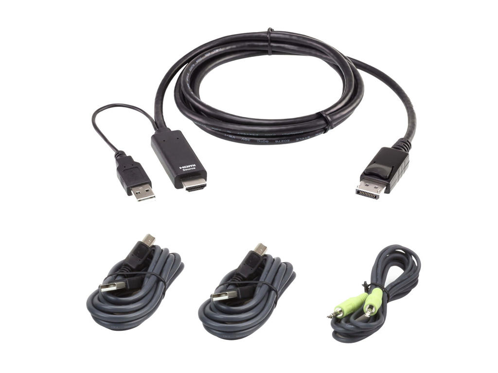 ATEN 2L-7D02UHDPX4 KVM-kabel Sort 1,8 m