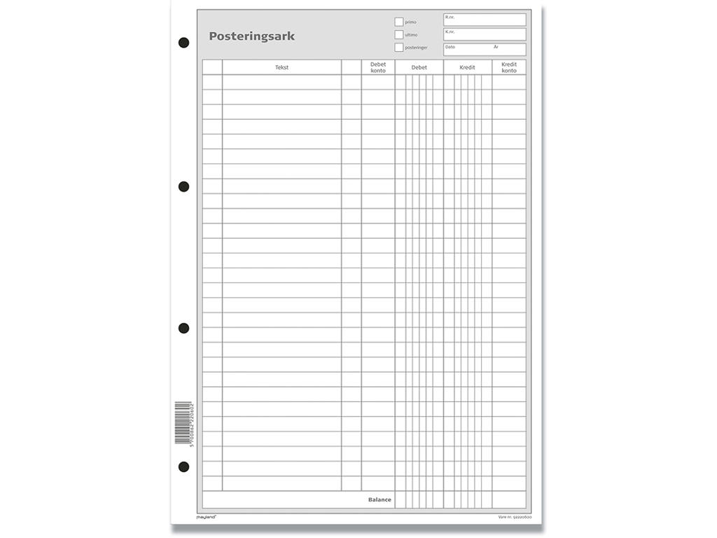 Posteringsark, 300x210 mm, 100 blade, 1 blok, Mayland 