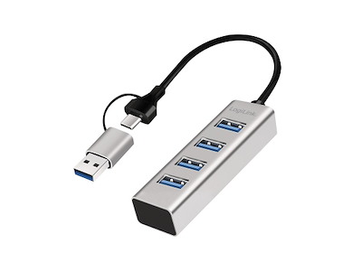 LogiLink UA0455 interface hub USB 3.2 Gen 1 (3.1 Gen 1) Type-A + Type-C 5000 Mbit/s Aluminium