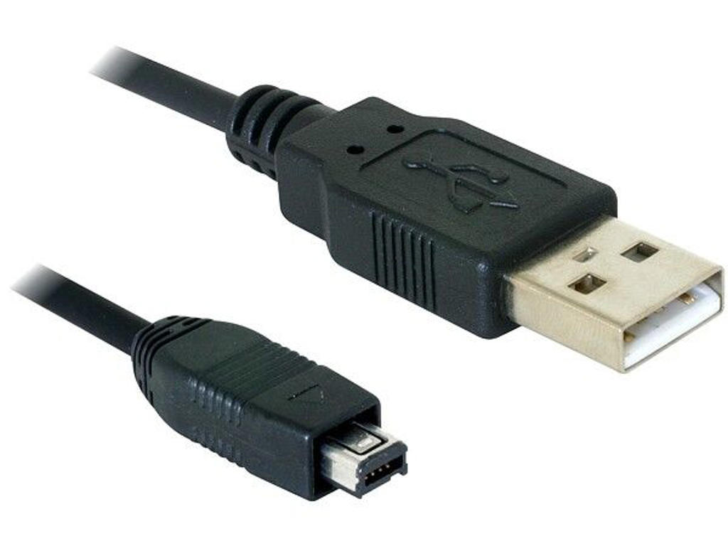 DeLOCK USB cable 2.0 mini 4-Pin Hirose 1,5m USB-kabel USB A USB B Sort
