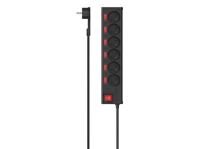 Hama P2223773 stikdåse 1,4 m 6 AC stikkontakt(er) Indendørs Sort