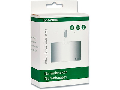 Navneskilt, Med stropklemme og indstik, 60x90 mm, 10 stk, BNT Office 