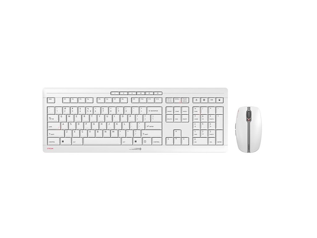 CHERRY Stream Desktop Recharge tastatur Mus inkluderet Universel RF trådløst QWERTY Engelsk Grå