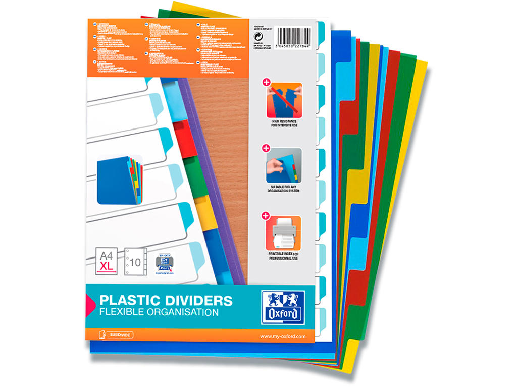 Faneblade, A4 Maxi, 10-delt, Flerfarvet, Oxford Strong-Line 