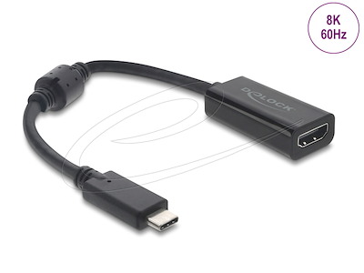 DeLOCK 61085 videokabel adapter 0,15 m USB Type-C HDMI Sort