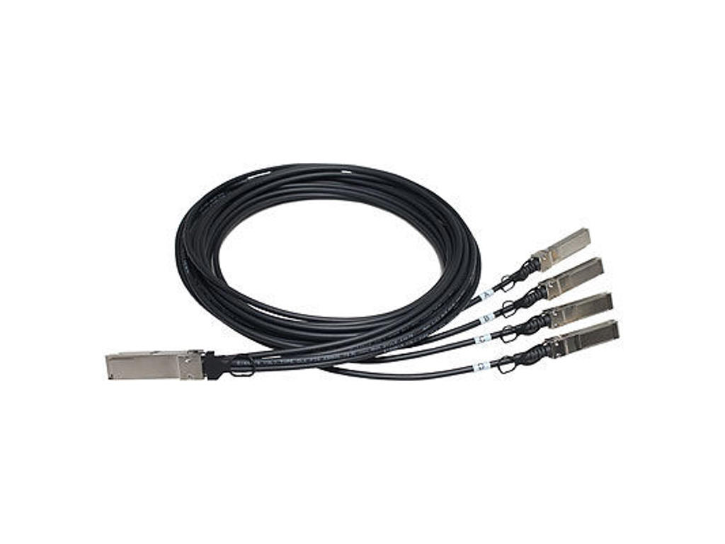 HPE Networking Comware X240 40G QSFP+ to 4x10G SFP+ 5m Direct Attach Copper Splitter Cable InfiniBand og fiberoptisk kabel SFP+ Sort